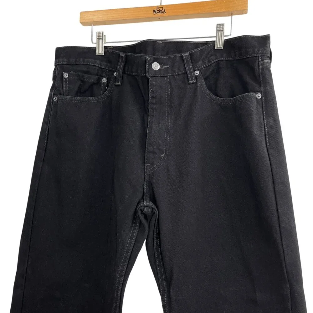Levi's 505 Black Straight Jeans Mens Size 38x30 Grunge Punk Casual Cotton Denim